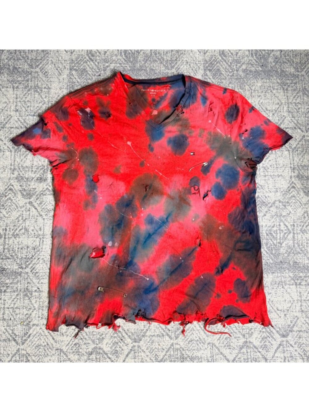 Tommy Hilfigure x Dro Lab Custom 1/1 Reworked Dyed Distressed Hand Treated V nec
